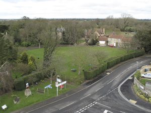 From above at Thorney road junction towards green