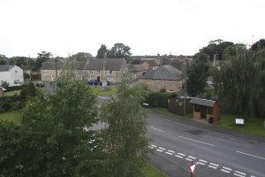 Centre of Peakirk from above at junction with Thorney road